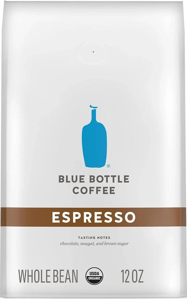 Blue Bottle Whole Bean Organic Coffee, Espresso, Dark Roast, 12 Ounce Bag (Pack of 1) | Organic Whole Bean Coffee; Espresso Dark Roast; Gourmet Specialty Coffee; Single 12 Oz Bag1