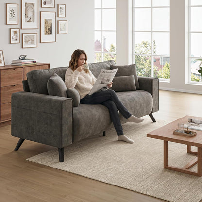 85" Loveseat Sofa, Chenille Couch with Deep Seat, Dark Grey5