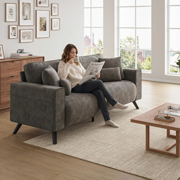 85" Loveseat Sofa, Chenille Couch with Deep Seat, Dark Grey5