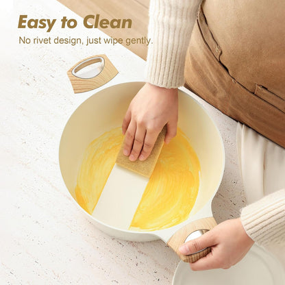 Ceramic Nonstick Stock Pot with Lid, 2.6/4.5/6.6/8.5/11 QT Soup Pot Casserole Pot, Non-Toxic Healthy Pasta Pot, Large Cooking Pot Stew Pot, Induction Compatible, PFOA PFAS PTFE Free, White4