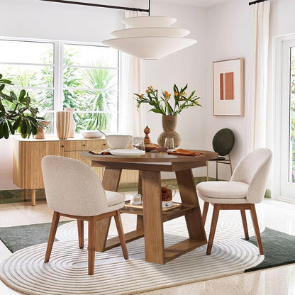 43.3"-59" Extendable round Oval Dining Table for 4-8 with Storage Shelf5