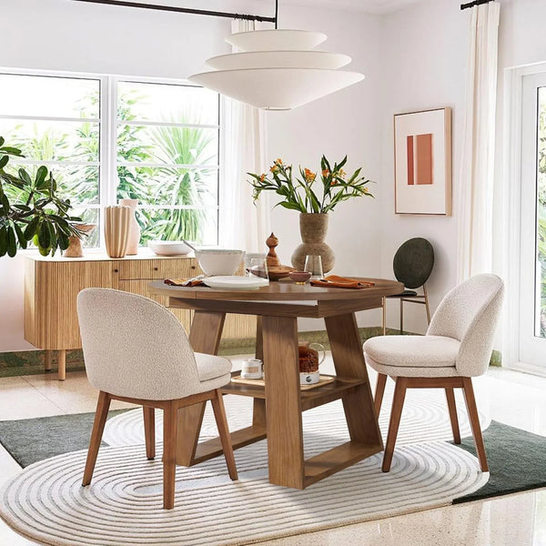 43.3"-59" Extendable round Oval Dining Table for 4-8 with Storage Shelf5
