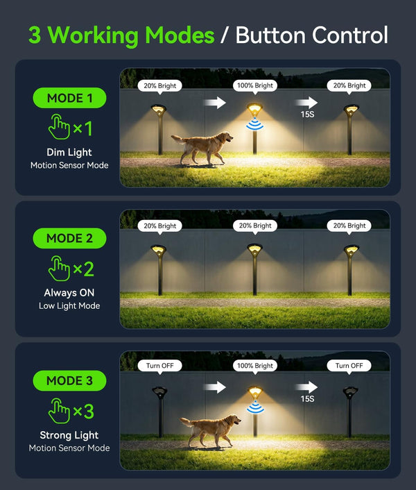 Solar Pathway Lights Outdoor with Motion Sensor, 6 Pack Security Solar Garden Lights, 400LM Bright Leds, Larger Glass Panel, 3 Modes Waterproof Path Lights for Yard Patio Walkway Driveway6