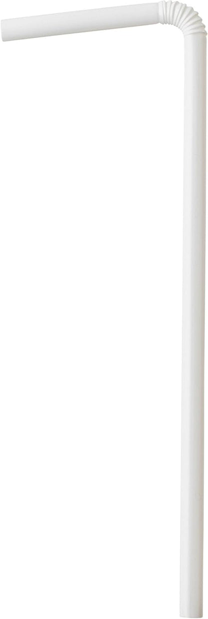 Crystalware Bulk Pack of 380 Flexible Plastic Drinking Straws - White, Individually Wrapped, Food-Safe BPA Free, 7.75 Inches Long (1 Box)6