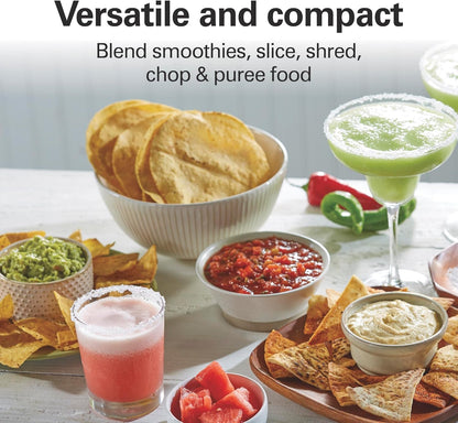 Stack & Snap 4-Cup Mini Food Processor & Vegetable Chopper | 250 Watts | Stainless Steel Quad Blade | Easy-Assembly Leak-Proof Bowl | Slicing, Shredding, and Puree | Black | 705102