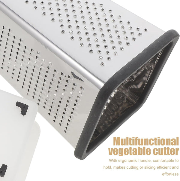 Multifunctional 4-Sided Stainless Steel Vegetable Grater Slicer Cutter Kitchen Tool for Grating Shredding and Slicing – Sturdy Handheld Kitchen Supplies for Food Preparation3