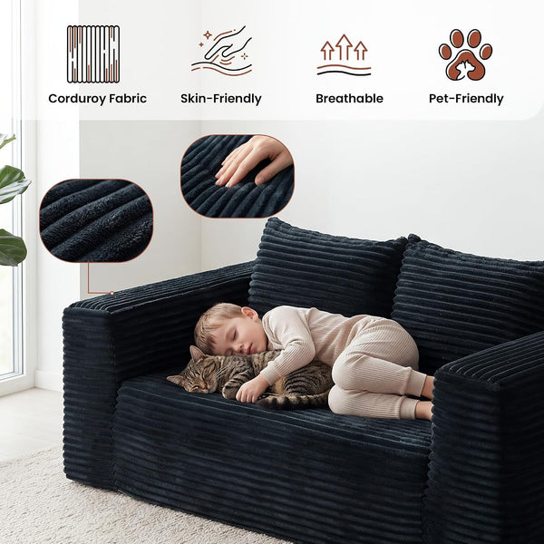 Loveseat Boneless Sofa, 71" Memory Foam Sofa in a Box, Cloud Corduroy Deep Seat Couch, No Assembly Needed, Small Sofa for Living Rooms, Apartments & Offices6