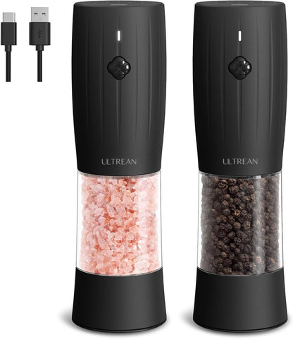 Electric Salt and Pepper Grinder Set, USB-C Rechargeable, Salt and Pepper Shakers Spice Mill with 6 Adjustable Coarseness LED Light, Kitchen Appliances for Housewarming Gifts1