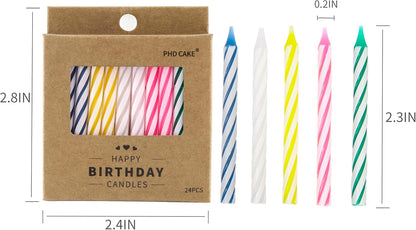 48-Count Multicolored Birthday Candles, Spiral Candles, Cupcake Candles, Party Celebration6