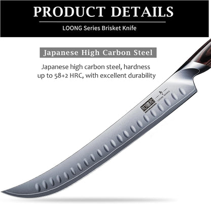Fillet Knife 9 Inch, Professional Japanese Fish Knives for Meat Poultry Cutting & Carving Slicing Knife, Razor Sharp Curved Butcher Breaking Knives for Meat Cutting2