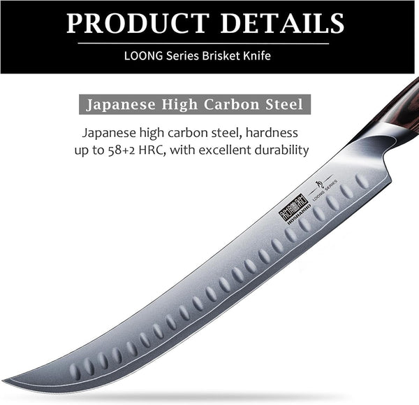 Fillet Knife 9 Inch, Professional Japanese Fish Knives for Meat Poultry Cutting & Carving Slicing Knife, Razor Sharp Curved Butcher Breaking Knives for Meat Cutting2
