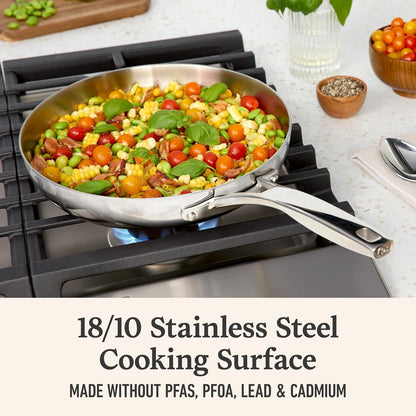 Calphalon Premier Polished 5-Ply Stainless Steel Cookware Set W/Turbo Heat Tech 6 Piece Includes Frying Pans, Pots and Pans Set, Induction, Oven Safe 500F, PFOA Free, Polished Stainless Silver4