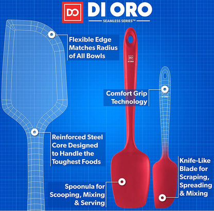 DI ORO Silicone Spatula Set - 600F Heat Resistant, 3-Pc Red4