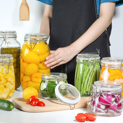 round Small Glass Pantry Jars with Airtight Lids 17 Oz 6 Pack3