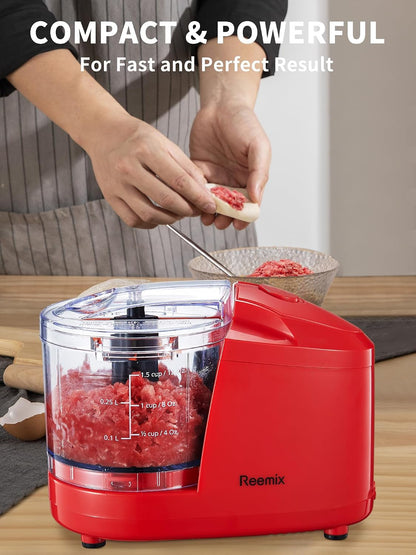 1.5-Cup One-Touch Electric Food Chopper, 100W Mini Food Processor Meat Grinder, Mix, Chop, Mince and Blend Vegetables, Fruits, Nuts, Meats, Stainless Steel Blade (Red)7
