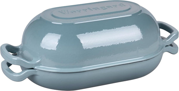 Enameled Cast Iron Sourdough Bread Oven, Dutch Oven, Loaf Cast Iron Bread Pan for Homemade Bread Baking, Meatloaf Pan with Lid, 5QT, Sea Salt6