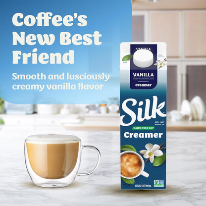 Soy Creamer, Vanilla, Smooth, Lusciously Creamy Dairy Free and Gluten Free Creamer from the No. 1 Brand of Plant Based Creamers, 32 FL OZ Carton5