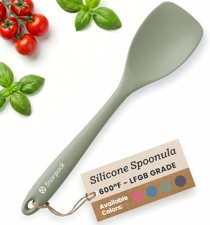 Starpack Silicone Spoonula the All-Rounder 11 Inch - LFGB Spoon Spatula, 600°F Heat Resistant, Bpa-Free - One-Piece Seamless, Dishwasher Safe - for Nonstick Cookware, Sage Green1