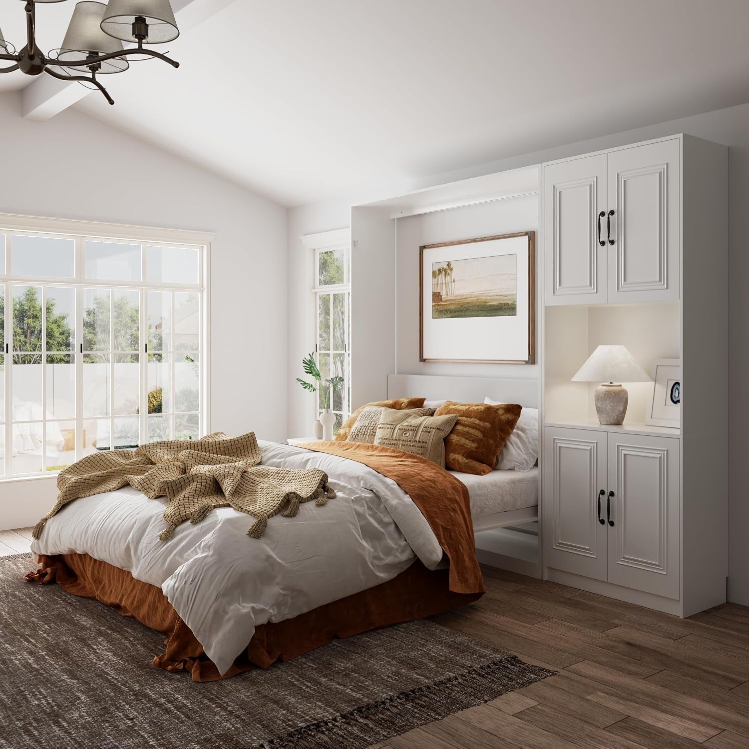 queen-murphy-bed-with-1-storage-cabinet-padded-headboard-concealed-vertical-wall-bed-featuring-hydraulic-struts-skirting-groove-securing-straps-suitable-for-guest-room-studio