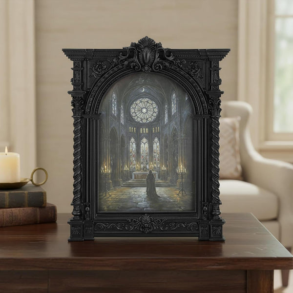 Vintage Picture Frames 5X7 - Victorian Ornate Black Frame 5X 7, 5 X7 Picture Frame Antique, Antique Arched Black Photo Frame,Small 5 X 7 Photo Frames Wall Hanging for Gothic Vintage Wall Decor (Black, 5X7)3