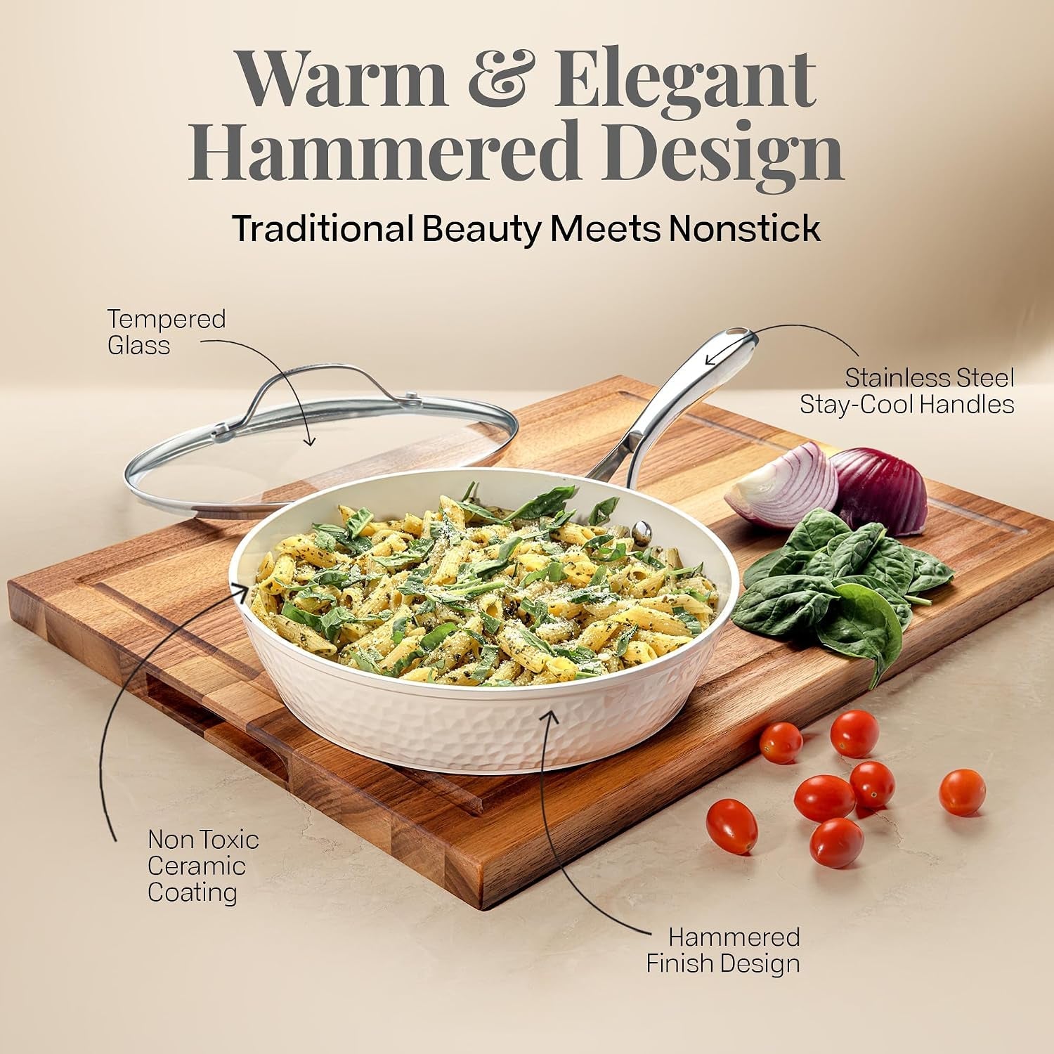 hammered-10-inch-non-stick-frying-pans-with-lid-frying-pans-nonstick-with-lid-non-toxic-pfoa-pfos-free-skillet-pan-for-cooking-induction-oven-and-dishwasher-safe-cream