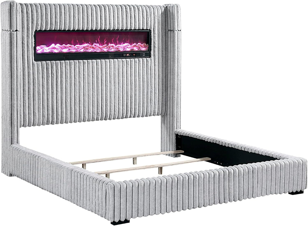 corduroy-upholstered-bed-frame-remote-fireplace-built-in-speaker-wingback-queen-bed-frame-with-headboard-wooden-slats-box-spring-needed-assembly-required-two-tone-gray
