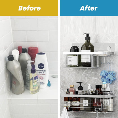 Shower Caddy and Soap Dish Holder with Hooks, Rust Resistant, 2 Pack5