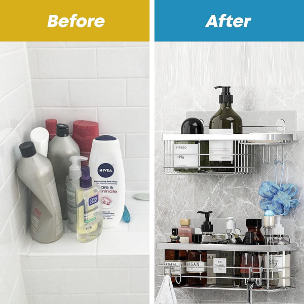 Shower Caddy and Soap Dish Holder with Hooks, Rust Resistant, 2 Pack5