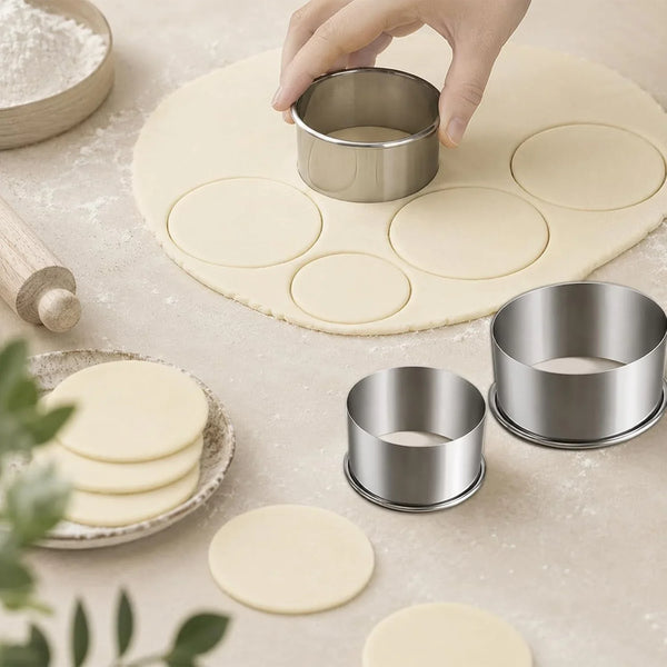 Biscuit Cutters Set, round Cookie Cutters, Stainless Steel Dumpling Cutters,Cake Pastry Cutters,Scone Cutters Molds for Cooking Baking (3Pcs, Plain Edge)5