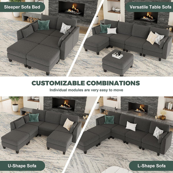 Modular Sectional Sofa 6 Seaters Modular Sleeper Sofa Couch4