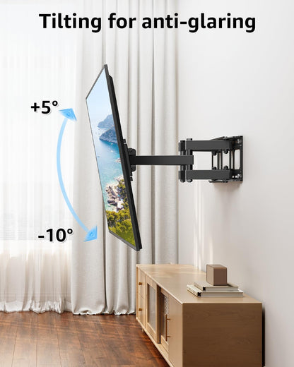 Econome TV Wall Mount for Most 32-65 Inch Flat Screen/Led/4K Tvs, TV Mount with Swivel and Tilt Articulating Dual Arms, Full Motion Wall Mount up to 16” Stud, Max VESA 400X400Mm, up to 99Lbs2