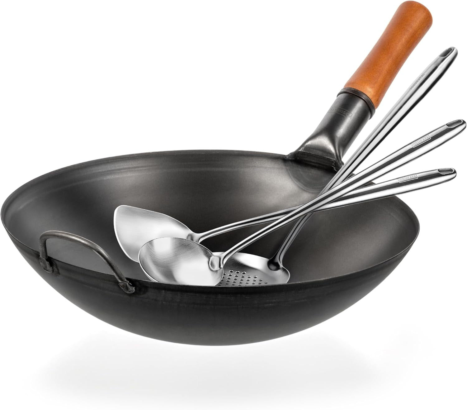 carbon-steel-wok-pan-14-woks-and-stir-fry-pans-plus-17-wok-spatula-and-ladle-skimmer-spoon-stainless-steel-cooking-utensils-set-of-3