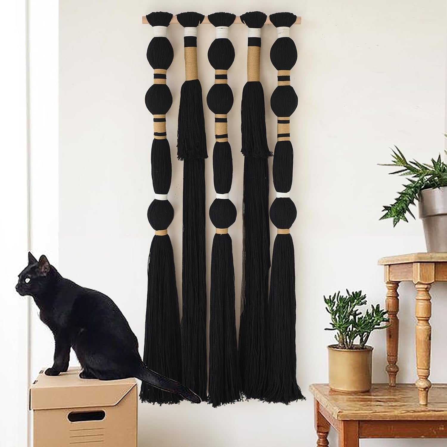 macrame-wall-hanging-black-spherical-tassel-geometric-wall-art-15-7w-39l-black-wall-art-boho-style-piece-modern-home-accent-bedroom-hanging-decor-for-living-room-apartment-interior-touch