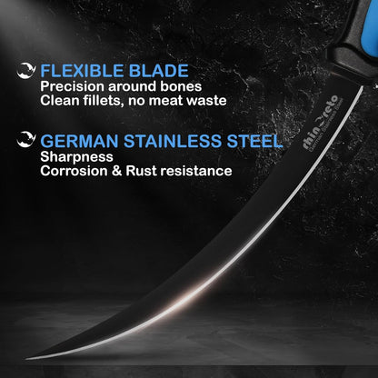 5 Inch Fillet Knife and 9 Inch Fillet Knife Bundle with Sheats and Sharpeners3