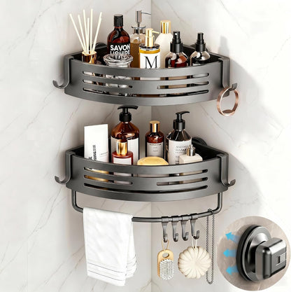 Corner Shower Caddy Suction Cup, 2 Pack Shower Shelves, Gray1
