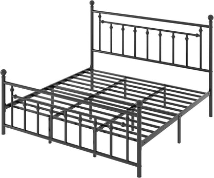 14" King Size Metal Platform Bed Frame/Victorian Headboard and Footboard/Steel Slats Mattress Foundation for Storage/No Box Spring Needed/Noise Free/Black8