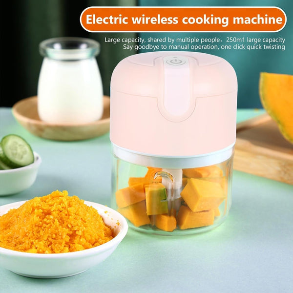 Mini Food Processor Garlic Chopper, 3 Blades Electric Veggie Vegetable Chopper, Garlic Slicer Chopper Vegetable Cutter Meat Garlic Mincer, 250Ml Portable Small USB Chopper for Chili Onion Fruit Meat7