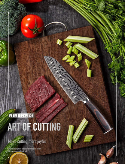 7 Inch Japanese Santoku Kitchen Knife, High Carbon Stainless Steel, Ergonomic Handle with Sheath & Gift Box, Durable Cutlery for Home Cooking & Daily Use7