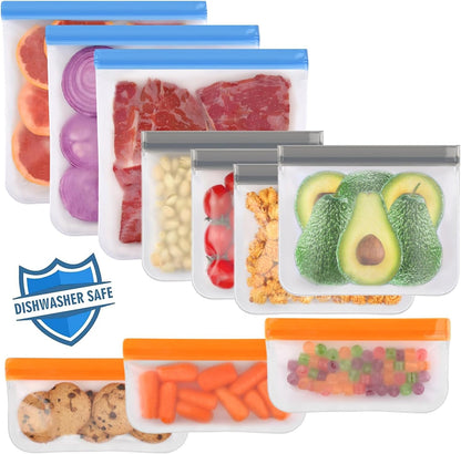 10 Pack Reusable Freezer Bags Dishwasher Safe, Food Storage Bags1