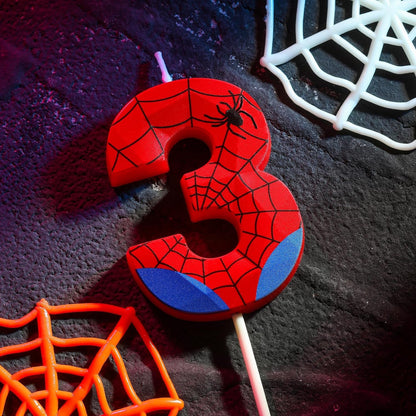 2.76 Inch Number Spider 3 Crystal Web Birthday Candles, Spider Number Candles, Cake Number Candles, Party Celebration2