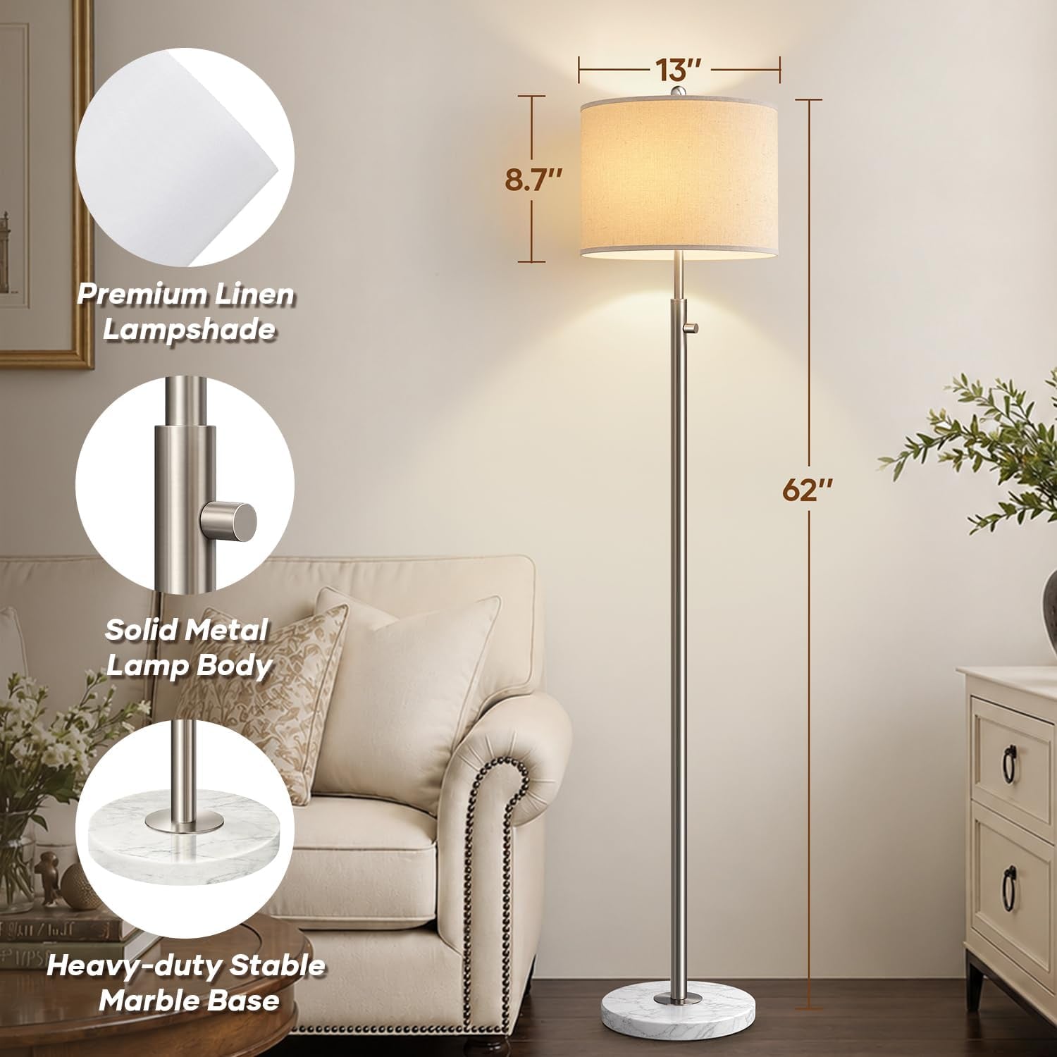 upgraded-dimmable-floor-lamp-for-living-room-11w-led-bulb-included-modern-standing-lamp-with-marble-base-tall-pole-light-with-linen-shade-for-bedroom-reading-office-corner-nursery-brushed-nickel