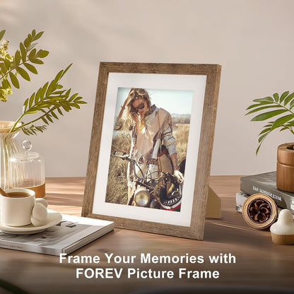 8X10 Picture Frames with 6X8 Mat Set of 6, Rustic Brown2