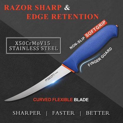 6 Inch Boning Knife Flexible Curved Blade for Meat & Fish Deboning3