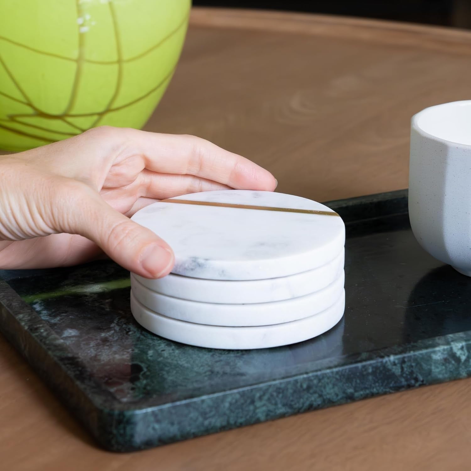 marble-coasters-with-gold-brass-inlay-white-set-of-6-real-natural-semi-absorbent-stone-modern-luxury-decor-for-coffee-table-office-desk-or-bar-cart