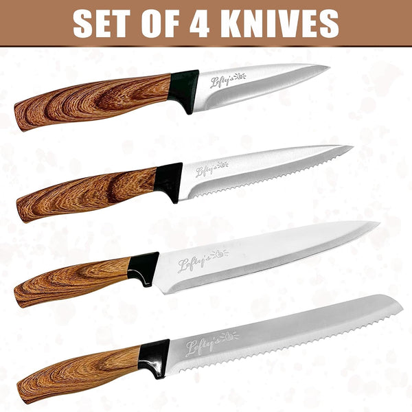 Lefty’S Left Handed Knives Set of 4 - Paring Steak Chef and Bread Knife - Extra Sharp - Great for Cutting, General Purpose, Kitchen - Gifts for Left-Handed People, Lefty, Adults, Chef, Cook and Women5