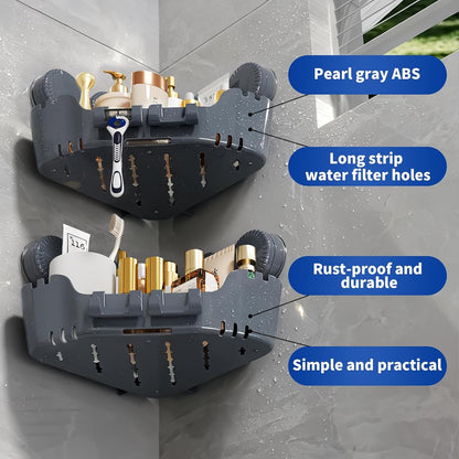 2 Pack Corner Shower Caddy with 4 Suction Cups, Pearl Gray5
