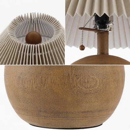 Aksel Sphere Table Lamp Coastal 17.25", Brown Wood Finish6