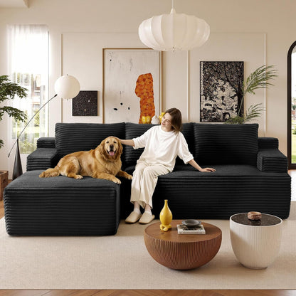 96" Sectional Couches for Living Room Cloud Couch Sofa with L-Shape Upholstered Boneless Couchs Modern Modular Sectional Couch with Chaise9