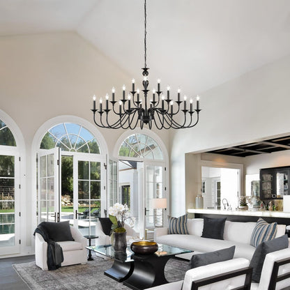 Black Chandelier 21 Light, Large Farmhouse Chandeliers for Dining Room 49"8