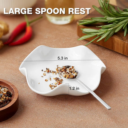Spoon Rest for Stove Top, 5.3 Inch Ceramic Spoon Holder for Kitchen Counter, Coffee Spoon Holder, Cooking Utensil Rest for Spoons, Ladles, Tong, Heat-Resistant Spoon Rest, Housewarming Gifts2